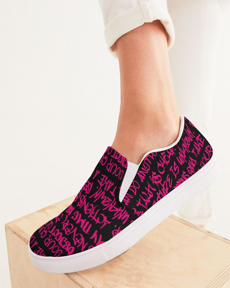 Empowering Pink Graffiti Women's Slip-On Canvas Shoe