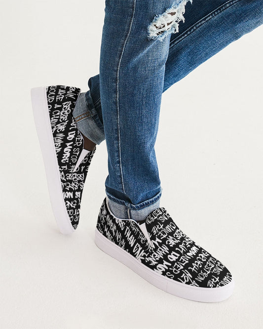 Empowering Graffiti Men's Slip-On Canvas Shoe - Punk Majesty Streetwear