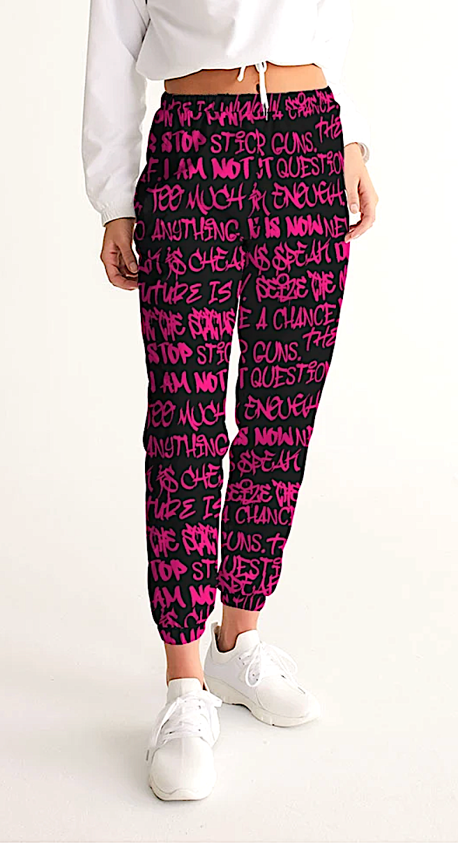 Womens Joggers, Black and pink graffiti