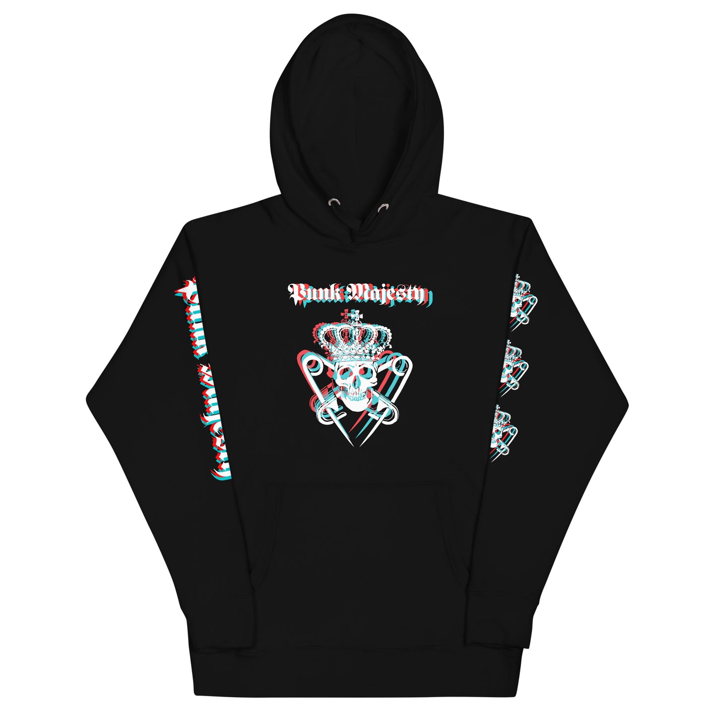 Punk Majesty 3D Logo Unisex Hoodie with Printed Sleeves