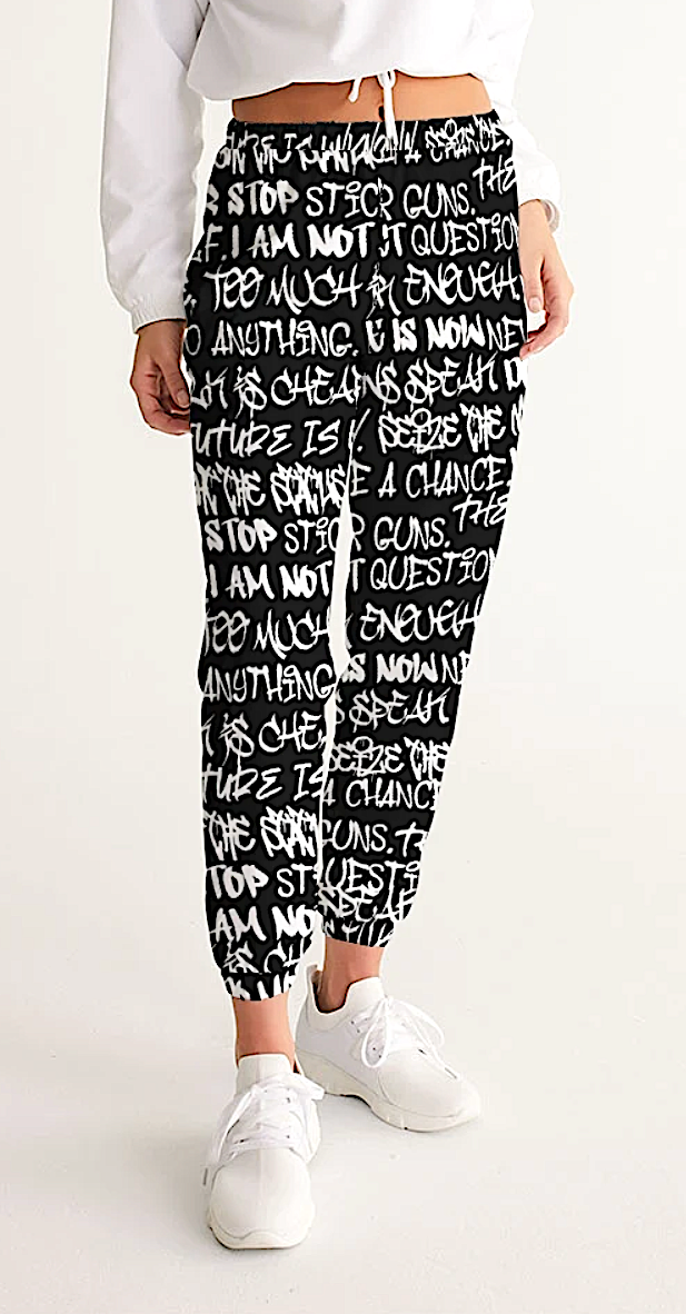 Womens Joggers, Black and white graffiti