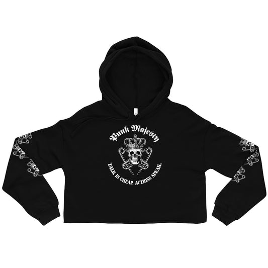 Printed PM Sleeve Crop Hoodie - Punk Majesty Streetwear