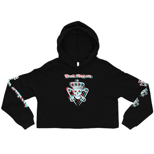 Punk Majesty 3D Logo Crop Hoodie with Printed Sleeves - Punk Majesty Streetwear